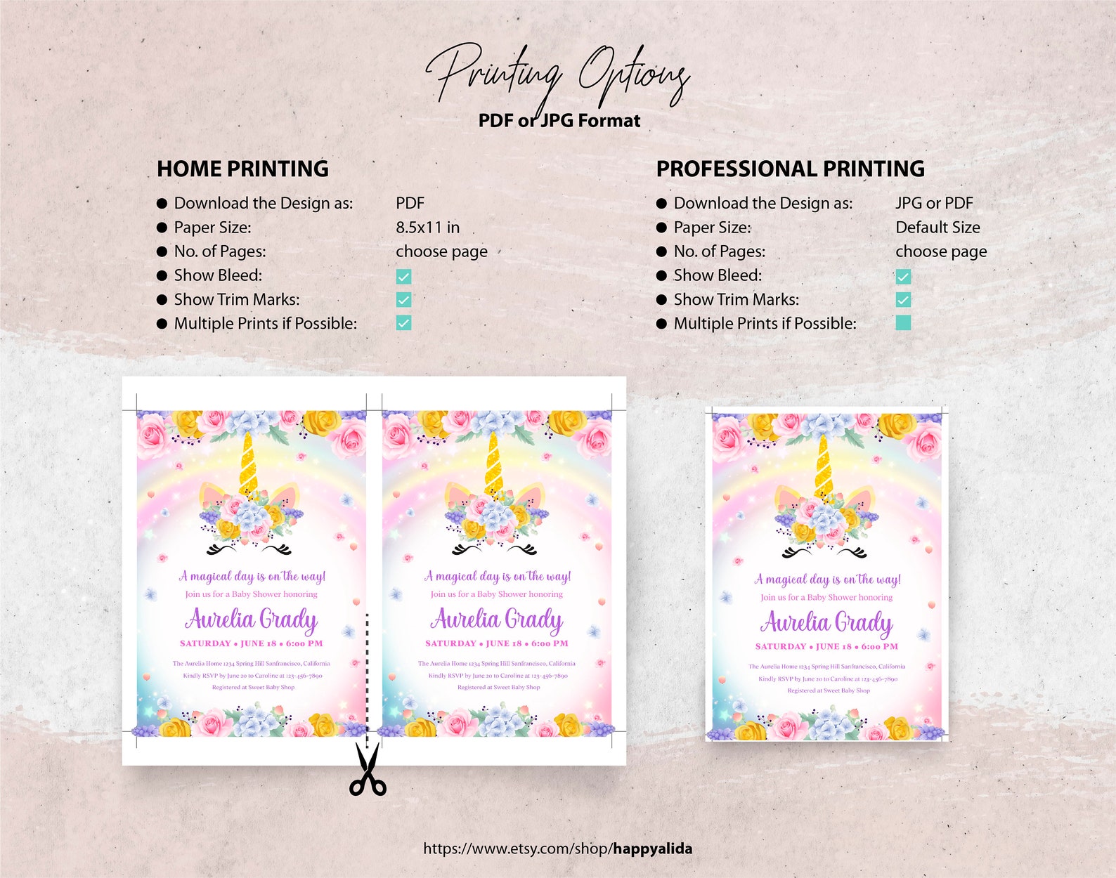 Editable Unicorn Baby Shower Rainbow Invitation Set Rainbow Etsy