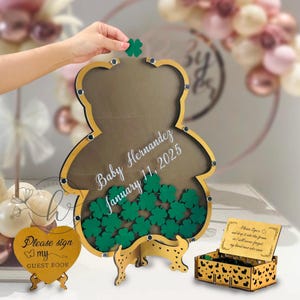 Spersonalizowana Księga Gości na Baby Shower Alternatywny Miś Dekoracje na Baby Shower Skrzynka na listy na Baby Shower Znak Misia na 1. Urodziny Księga Gości
