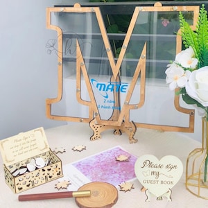 Libro de visitas alternativo al alfabeto, libro de visitas personalizado para quinceañeras, dulces dieciséis, XV años, buzón con nombre personalizado