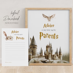 Conseils d'assistant imprimables pour les futurs parents cartes et signe baby shower, cartes d'écriture de conseils et signe, jeux magiques de douche de bébé, WE06