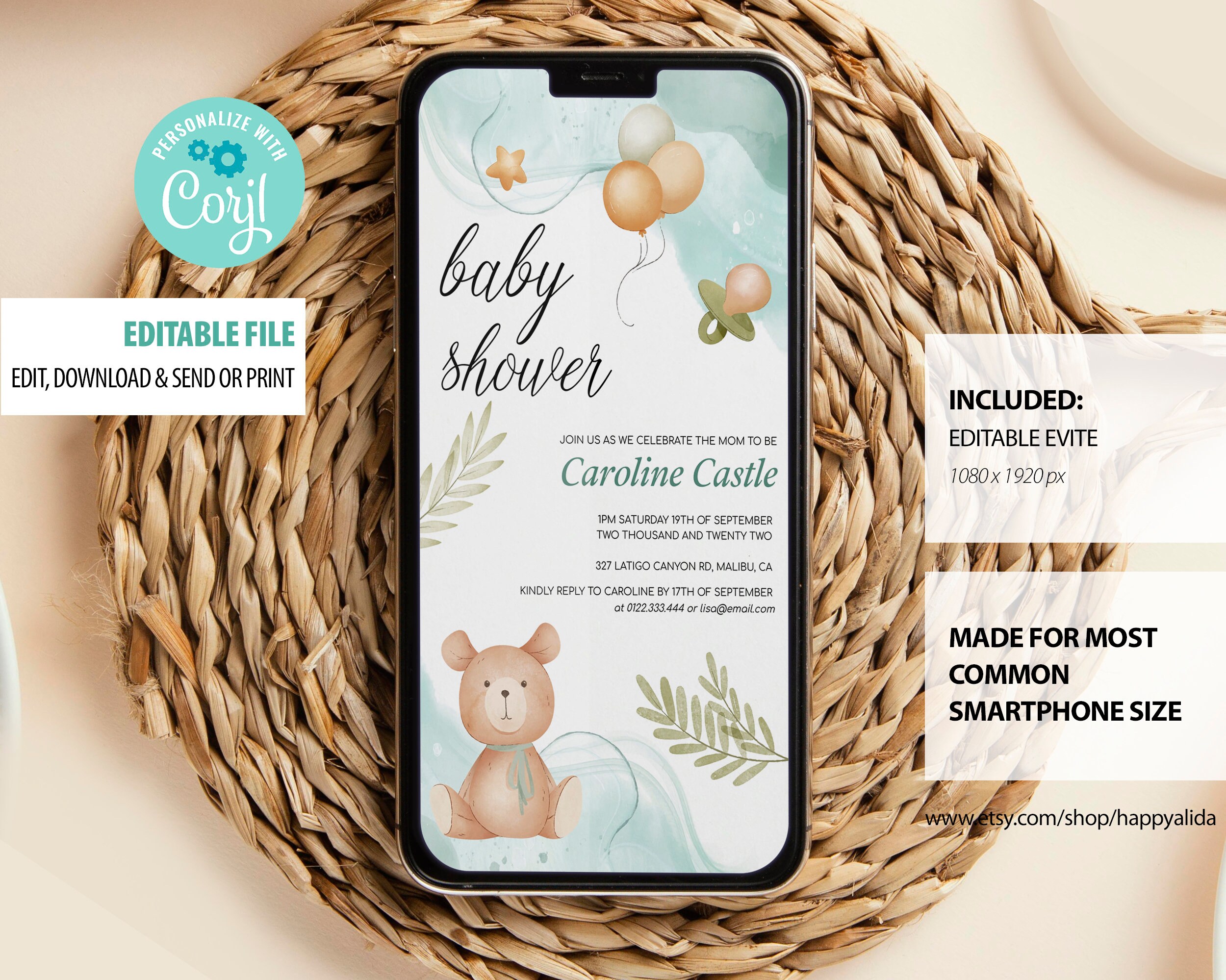 Buy Teddy Bear Baby Shower Evite Template Baby Shower Evite Online in
