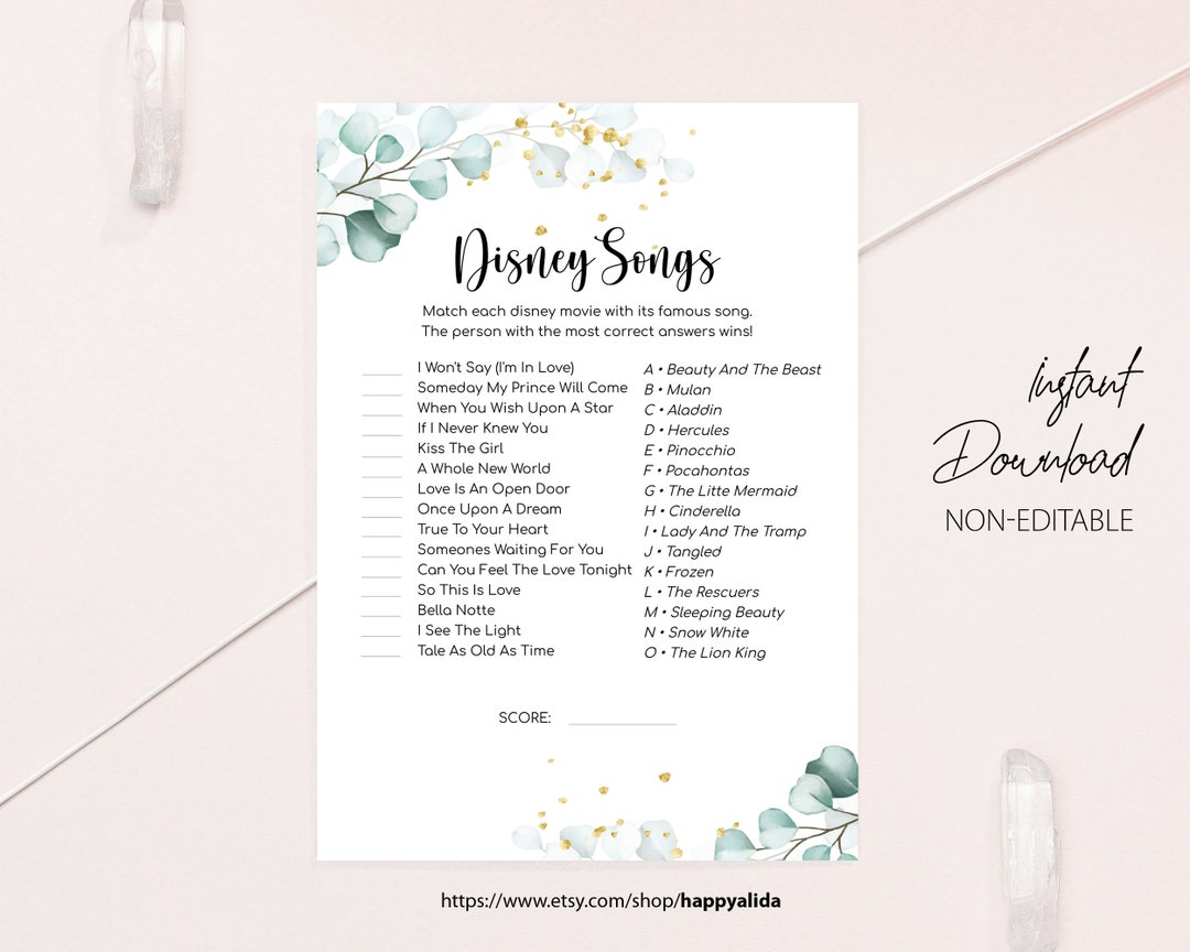 Printable Love Songs Baby Shower Game With Answer Key Bridal Etsy