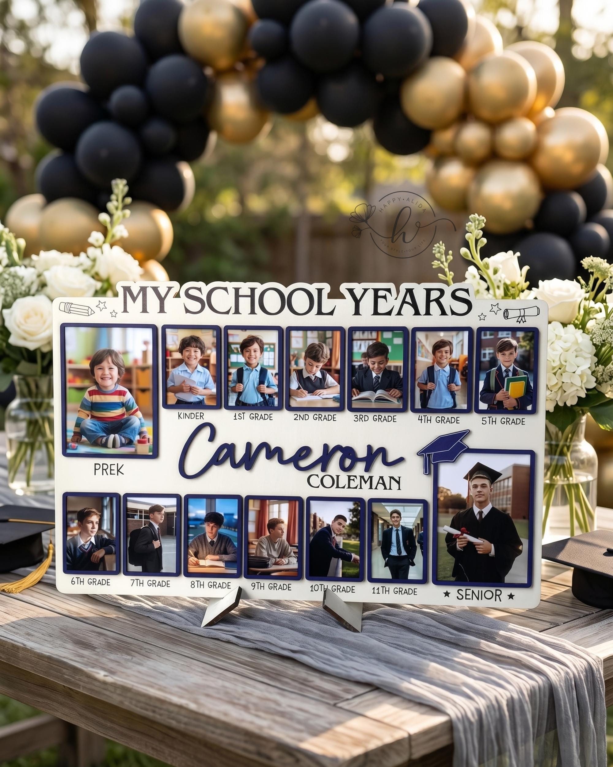 Yearbook Frameborder Personalized School Years Frame Pre-k to 12, Kids Photo Timeline Frame ...