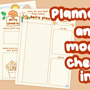 Mushroom Brown | Daily Planner & Mood Check-In, Hyperlinked PDF Planner, Goodnotes Planner