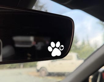Paw Print with Heart Mini DECAL: cute dog sticker gift vinyl
