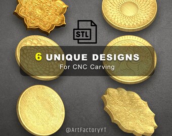 Bandeja de servir CNC STL – 6 diseños únicos de tallado en madera (archivos digitales)