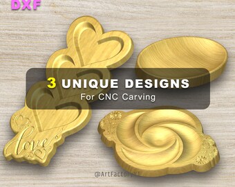 Arquivo CNC para Bandeja de Servir | 3 Designs Exclusivos, STL DXF (Download Digital)