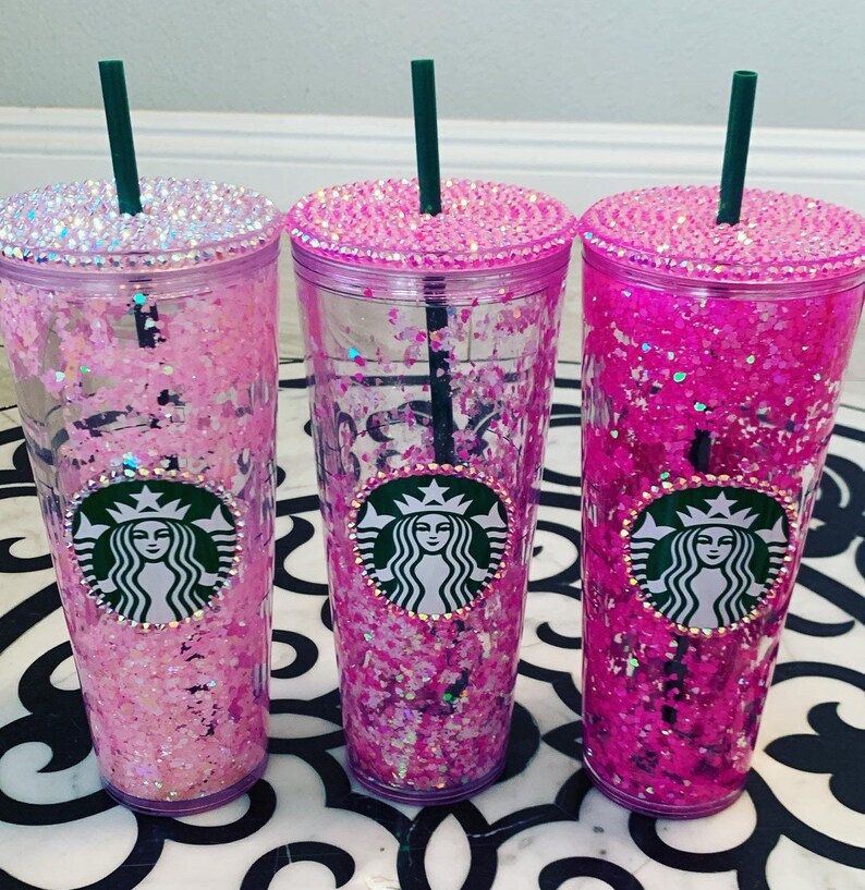Pink Starbucks Snow Globe Tumbler Etsy
