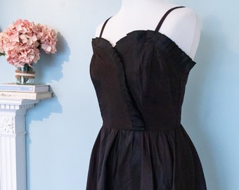 Vestido de fiesta negro vintage para mujer, estilo años 80 con escote corazón, inspirado en los años 50.