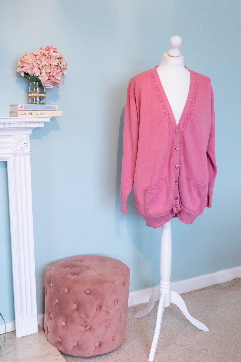 cardigan en tricot rose Laura Ashley en coton vintage image 2