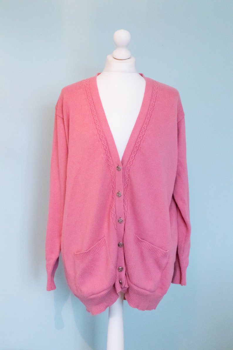 cardigan en tricot rose Laura Ashley en coton vintage image 4