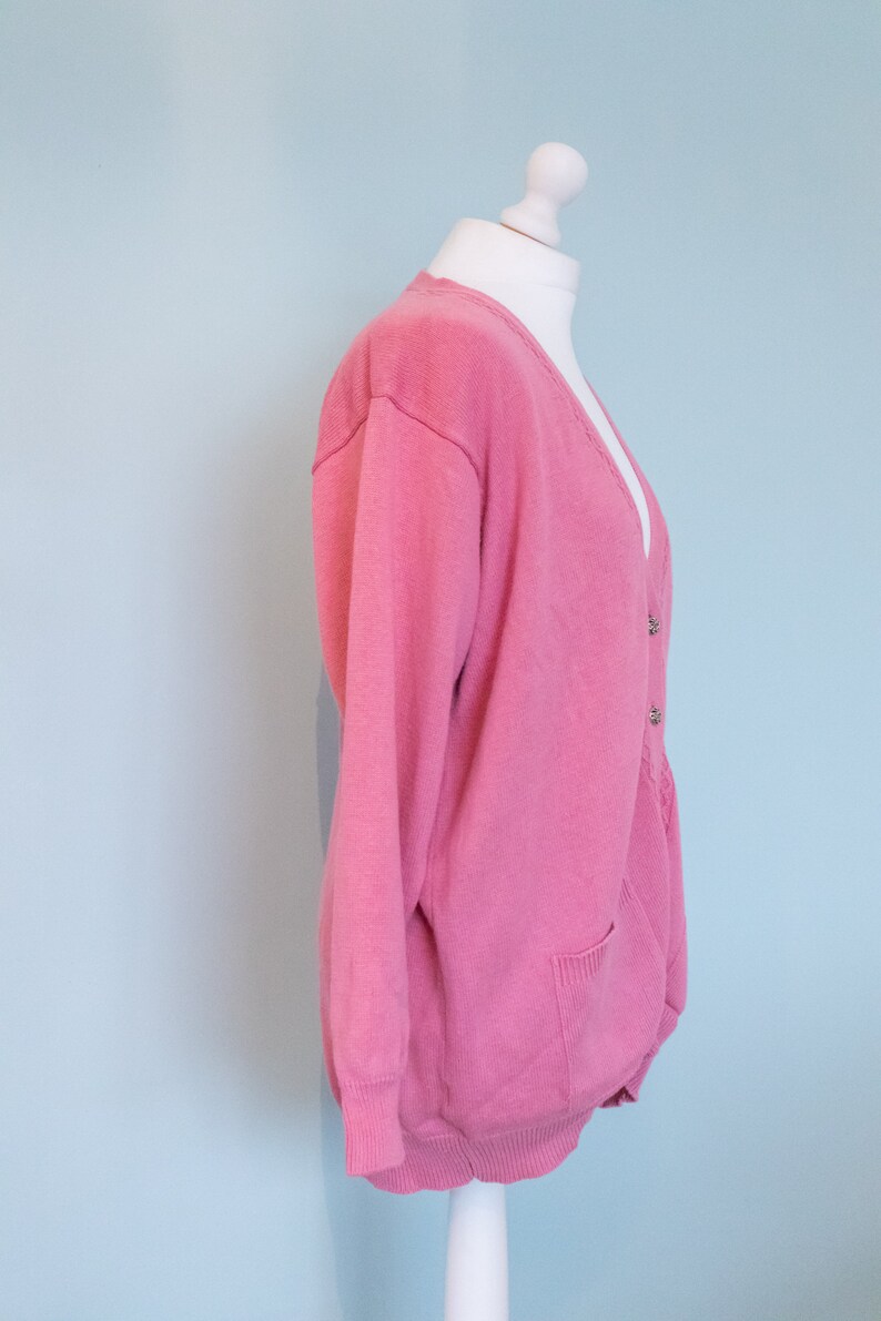 cardigan en tricot rose Laura Ashley en coton vintage image 8