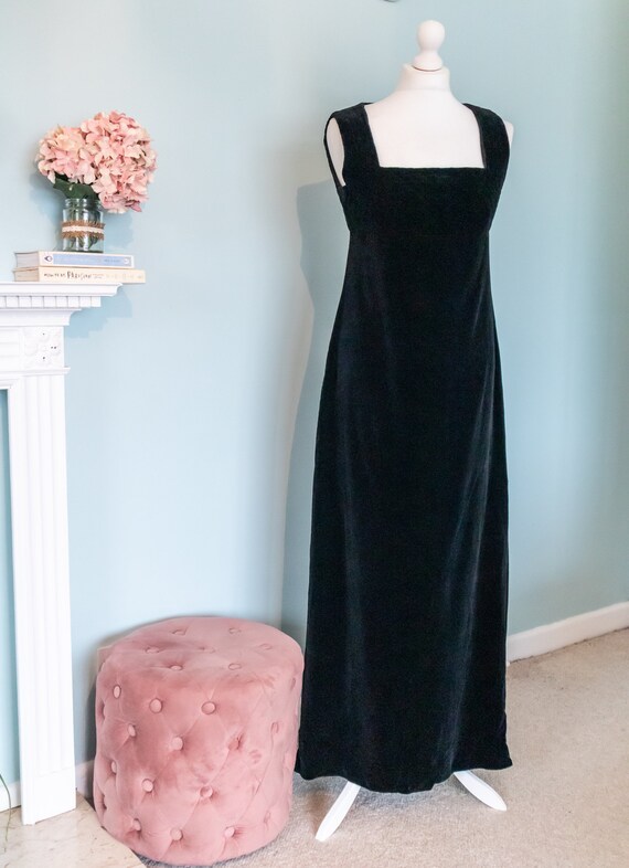 Vintage Velvet Quilted 'kati' Black Empire Line 1960s Maxi Dress Laura  Phillips - Etsy