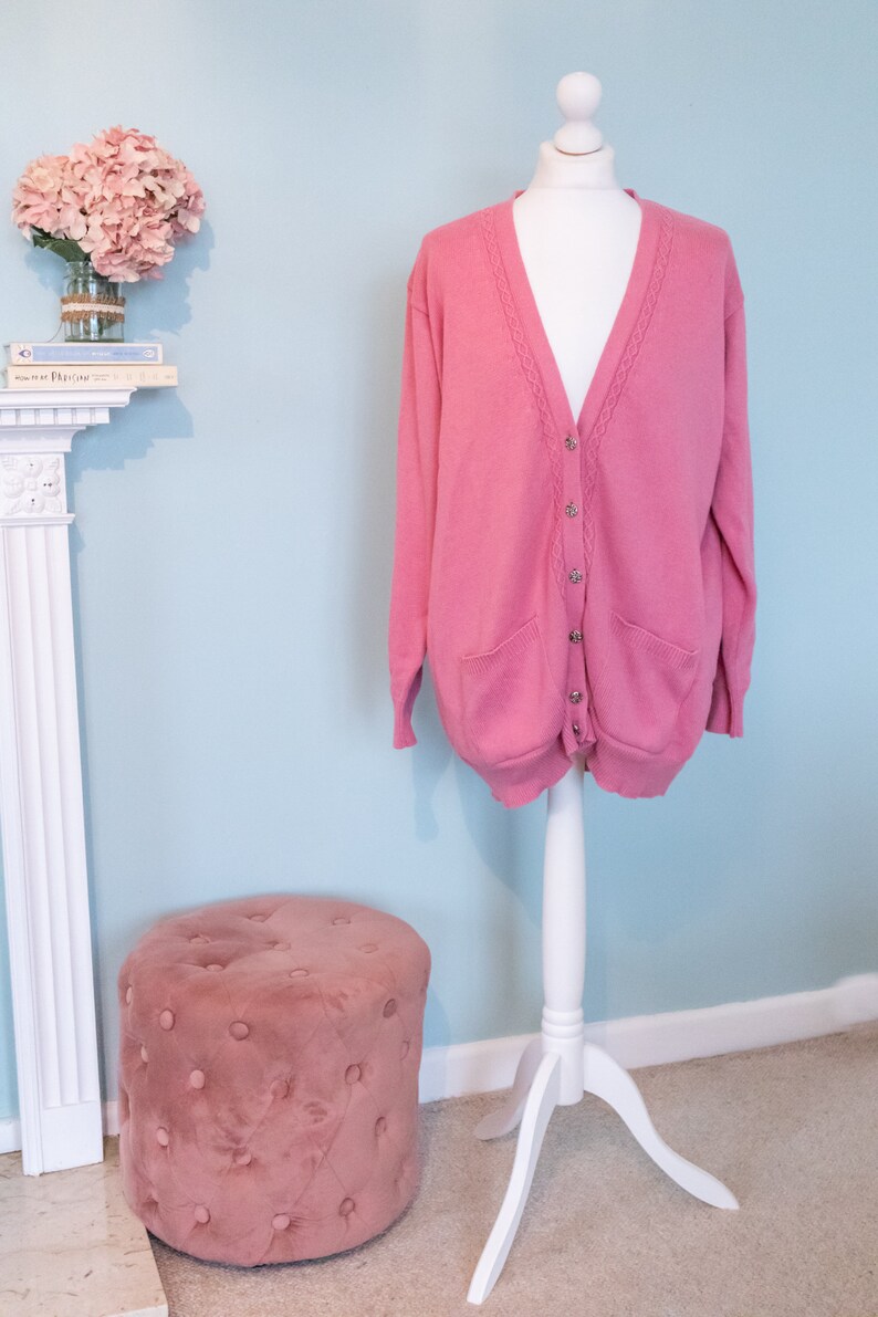 cardigan en tricot rose Laura Ashley en coton vintage image 6