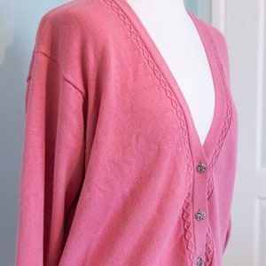 cardigan en tricot rose Laura Ashley en coton vintage image 5