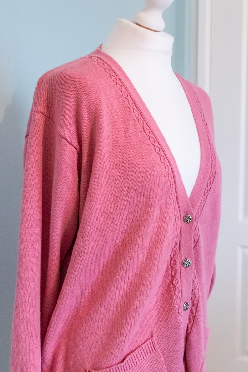 cardigan en tricot rose Laura Ashley en coton vintage image 5