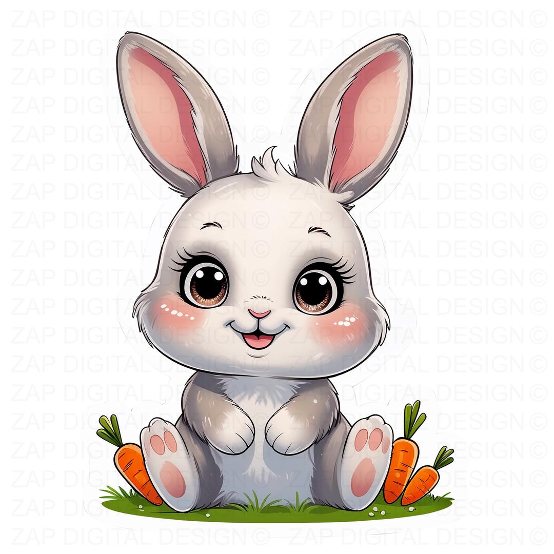 Cute Bunny Sticker PNG | Kawaii Rabbit Clipart for Kids & Baby Decor ...