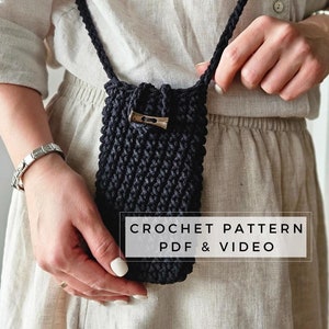 Patrón de bolso para teléfono a crochet - Patrón de soporte para teléfono a crochet - Patrón de funda para celular a crochet PDF - Patrón de bolso bandolera a crochet