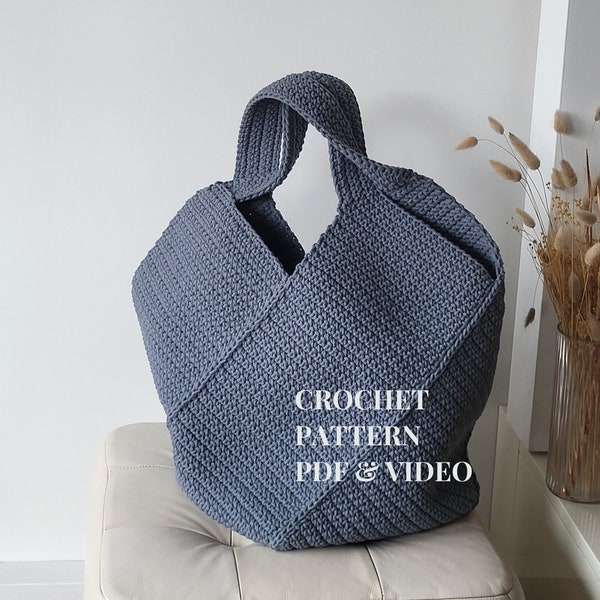 Crochet tote bag pattern - Reusable grocery bag pattern - Crochet shoulder bag pattern PDF - Crochet tote bag aesthetic - Crochet beach bag