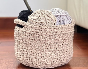 Bol à fil au crochet - Porte-fil au crochet - Petit panier au crochet avec anse - Accessoires de crochet - Panier de rangement pour fil - Cadeaux pour tricoteurs