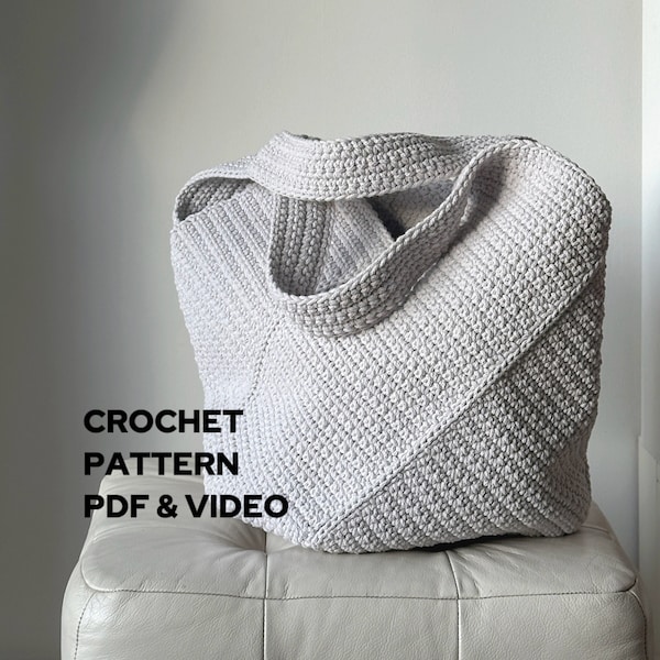 Modèle de sac fourre-tout au crochet - Modèle PDF de sac à bandoulière au crochet - Esthétique de sac fourre-tout au crochet - Modèle de sac de plage au crochet