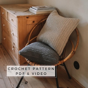 PATRÓN DE FUNDA DE ALMOHADA CUADRADA A CROCHET - Patrón de funda de almohada DIY con cremallera - Lindo patrón de almohada decorativa en PDF para principiantes - Decoración Cottagecore