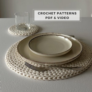 Crochet Placemat and Coaster Pattern PDF – Easy Beginner Table Decor Set, Modern Crochet Home Decor
