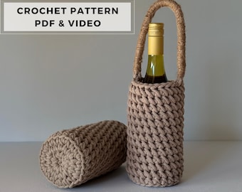 Crochet Wine Bottle Bag Pattern: DIY Boho Wine Tote (PDF Download)