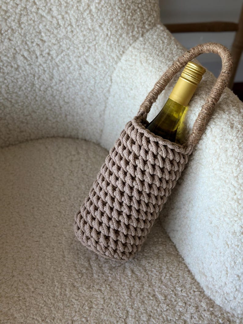 Crochet Wine Bottle Bag Pattern: DIY Boho Wine Tote (PDF Download) - Etsy
