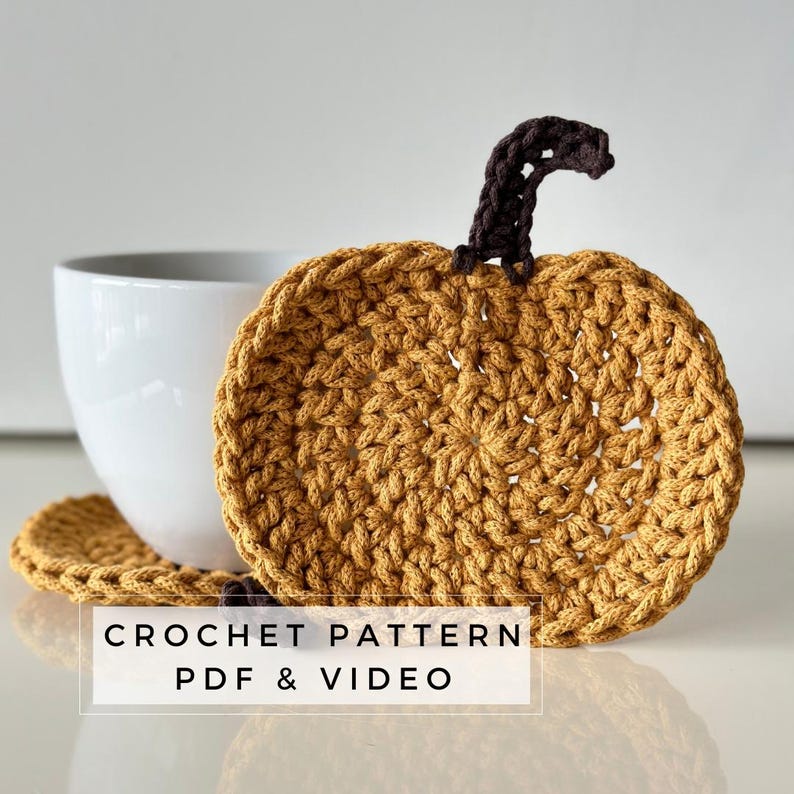 Crochet Pumpkin coasters PATTERN - PDF Cute pumpkin mug rug pattern - Thanksgiving сrochet table decor for beginners - Easy crochet pattern