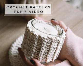 Crochet Candle Cozy Pattern: Beginner Farmhouse Jar Cover (PDF Pattern)