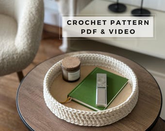 Crochet Tray Pattern - Easy Round Basket for Home Decor - Beginner Friendly Crochet PDF Tutorial