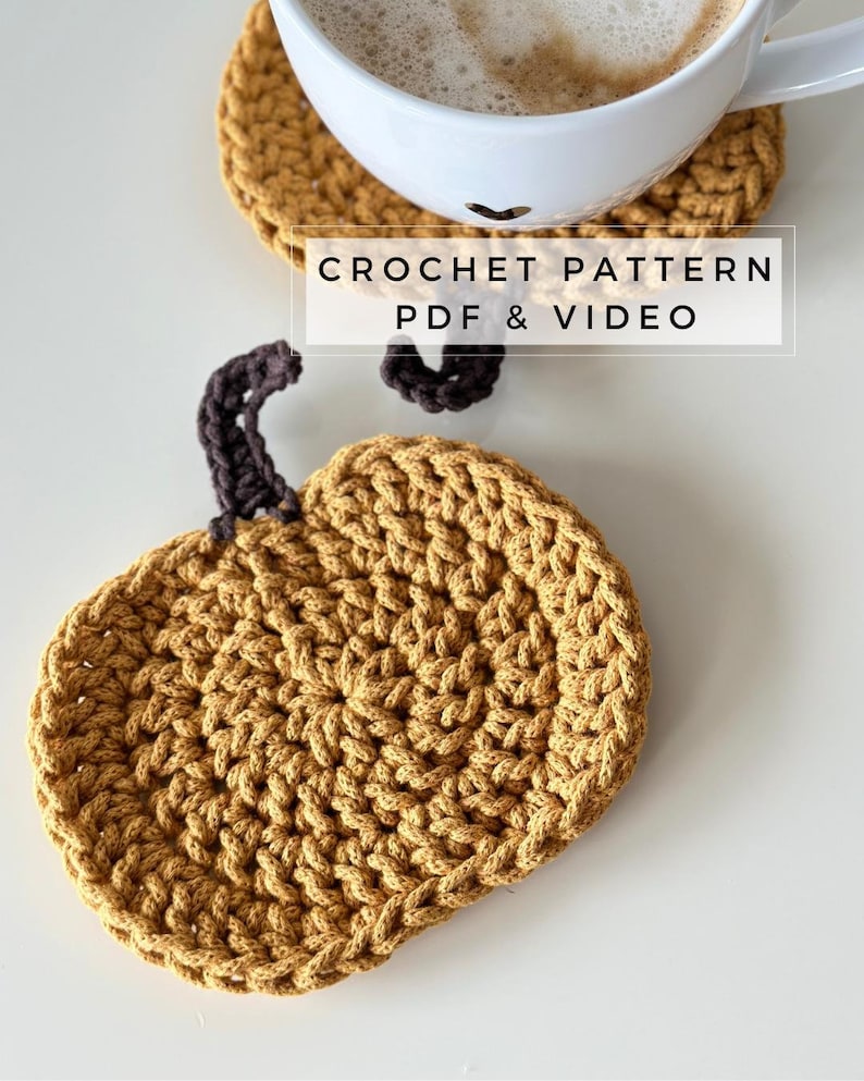 Crochet Pumpkin coasters PATTERN - PDF Halloween сrochet table decor - Cute pumpkin coaster pattern - Easy crochet pattern for beginners