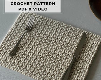Rectangular Crochet Placemat Pattern — Linen Stitch Table Mat — Modern Minimalist Decor - Beginner friendly Pattern