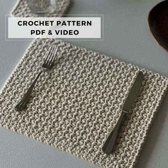 Rectangular Crochet Placemat Pattern — Linen Stitch Table Mat — Modern Minimalist Decor - Beginner friendly Pattern