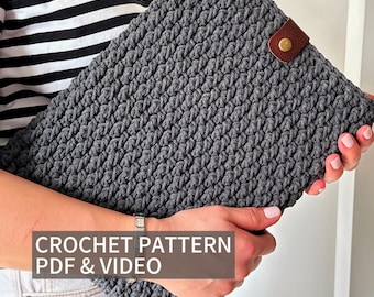 Patrón de funda de crochet para portátil: PDF para principiantes (tamaño ajustable)