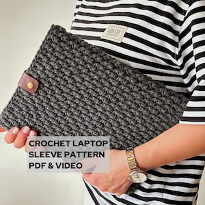 Laptop, iPad, and Kindle sleeve case crochet PATTERN - Computer case pattern PDF for beginner - Crochet Macbook case pattern PDF