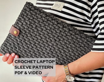 Crochet Laptop Sleeve Pattern: Beginner Computer Case (PDF)