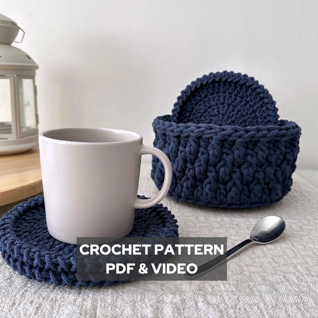 Crochet Coasters With Holder PATTERN: Beginner Table Decor (PDF) - Etsy