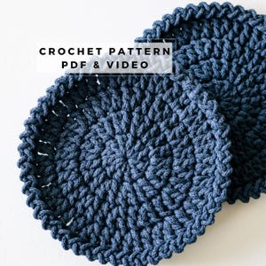 Round Crochet Coaster Pattern PDF – Easy Cotton Cord Table Decor Set