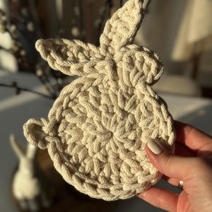Easter Table Decor Crochet Pattern Set – Bunny Coasters with Holder, Egg Cup & Round Doily (4 PDF), Digital Download image 6