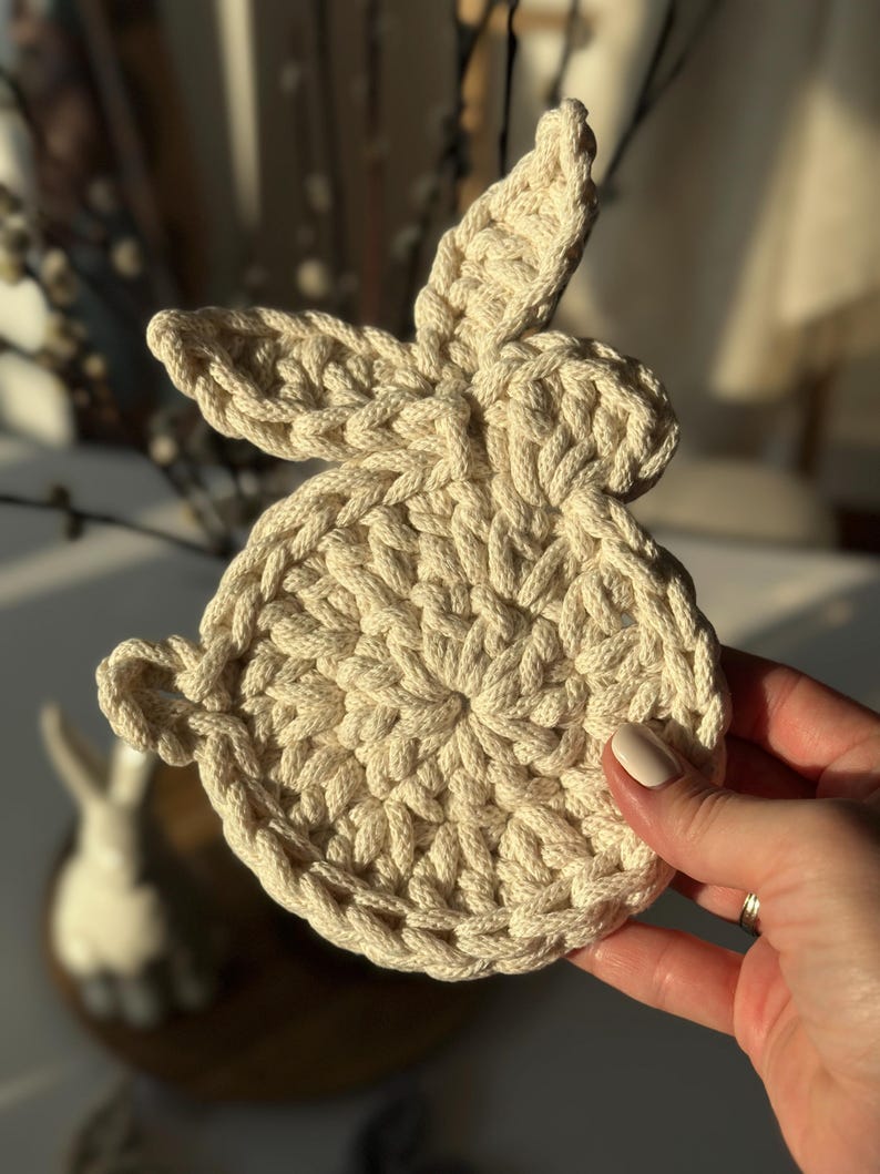 Easter Table Decor Crochet Pattern Set – Bunny Coasters with Holder, Egg Cup & Round Doily (4 PDF), Digital Download image 6