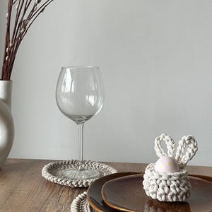 Easter Table Decor Crochet Pattern Set – Bunny Coasters with Holder, Egg Cup & Round Doily (4 PDF), Digital Download image 5