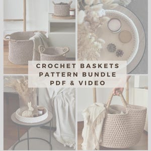 Crochet Pattern PDF Bundle Set 2 in 1 - Storage Baskets ,Crochet Tray | Easy crochet home decor PDF - Crochet modern container pattern