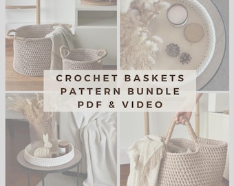 Crochet Basket & Tray Pattern Bundle: Modern Home Decor (PDF Pattern
