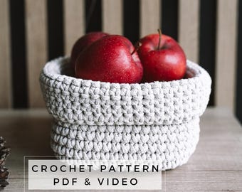 Crochet Basket Pattern: Small Foldover Kitchen Storage (PDF Pattern)