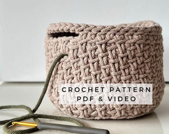 Crochet Yarn Bowl Pattern: Small Basket with Video (PDF Download)