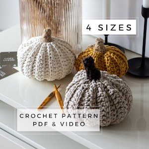 Gehaakt PATROON herfstpompoenen PDF 4 maten - Patroon gehaakte herfstpompoenen - Halloween-pompoendecor - Gehaakte tafeldecor Thanksgiving