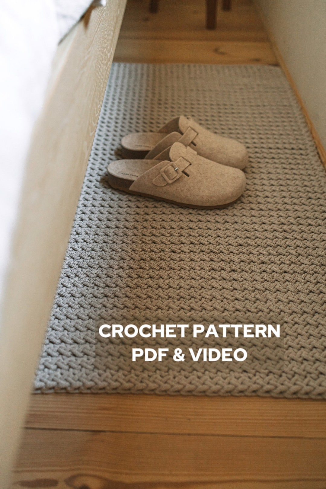 Crochet Rectangular Rug PATTERN - Decorative Crochet Bedroom Rug PDF for Beginner - Handmade Bathroom Rug Pattern - DIY Crochet Carpet