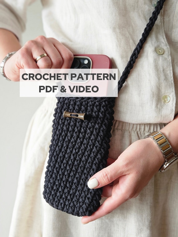 Crochet Phone Bag Pattern: Beginner Crossbody Pouch (PDF Pattern)